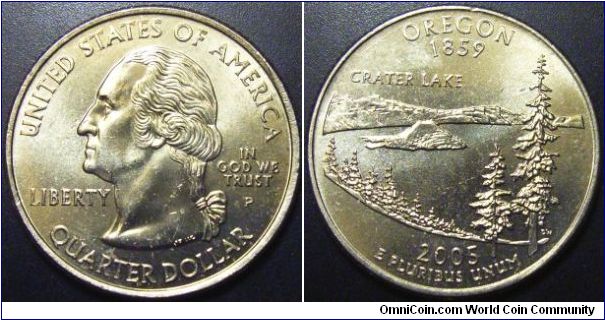 US 2005 quarter dollar commemorating Oregon, mintmark P. Special thanks to Art!