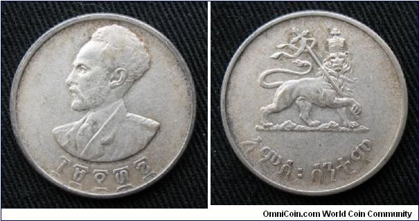 Ethiopia, 10 cents, AR, bust of Haile Sellasie I, dated from Coptic calendar (about 1944 AD).