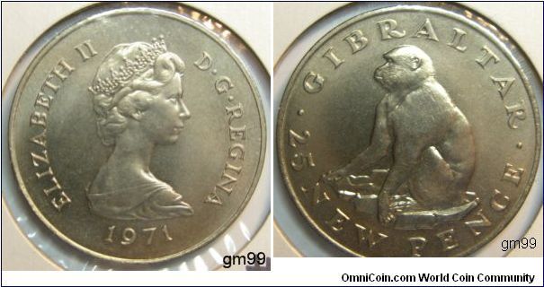 Barbary Ape
Queen Elizabeth II
25 New Pence