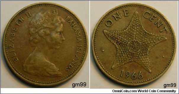 Bahamas Island
Queen Elizabeth II
 One cent