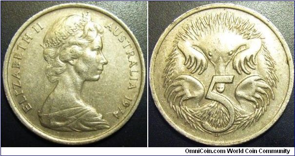 Australia 1974 5 cents. Special thanks to Nancyc!