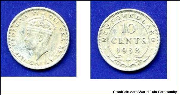 10 cents.
Newfoundland.
George VI (1936-1952).


Ag925f. 2,35gr.