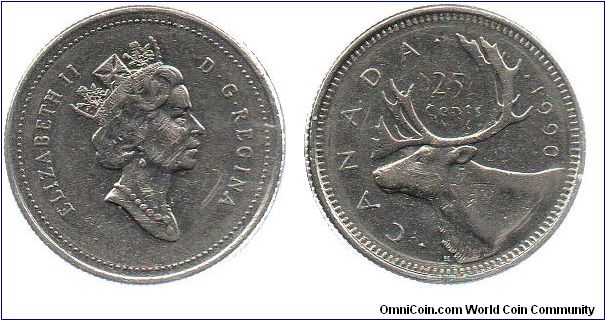 1990 25 cents