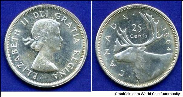 25 cents.
Elizabeth II.
'H'- Heaton mint, Birmingham.

Ag800f. 5,83gr.