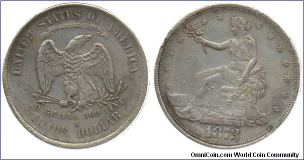 1873 S Trade Dollar - COUNTERFEIT