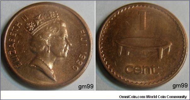 Fiji Islands, Queen Elizabeth II
1 Cent