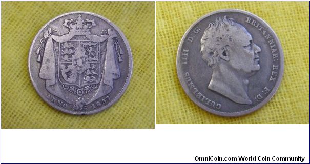 Half-Crown 1837: these are quite rare. Featuring William IIII.