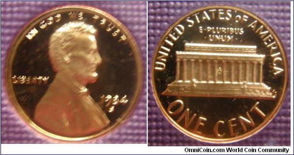 Struck only as Proofs and available originally only in Proof Sets.
LINCOLN CENT,Metal content:
Pure Copper plating over:
Zinc - 99.2%
Copper - 0.8%
Weight: 39 grains (2.5 grams)
Edge: Plain
Mintmark: S (for San Francisco, CA) below the date