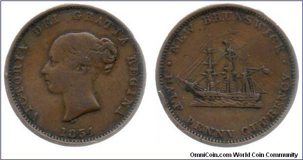 1854 New Brunswick 1/2 penny currency These coins were official issues with the approval of the British government.