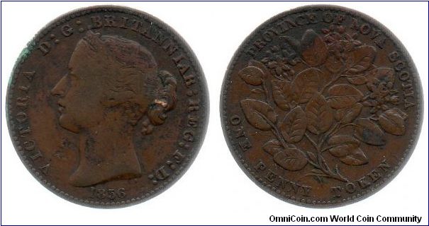 1856 Nova Scotia 1 penny LCW