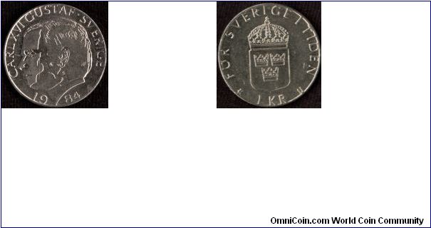 1 krona 
 King Carl XVI Gustaf.