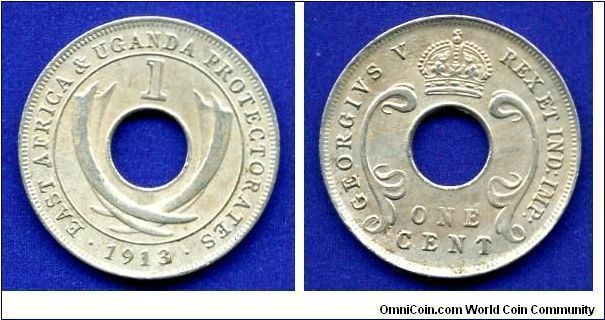 1 cent.
British East Africa & Uganda protectorate.
George V (1910-1936).
No mintmark - Royal Mint, London.



Cu-Ni.