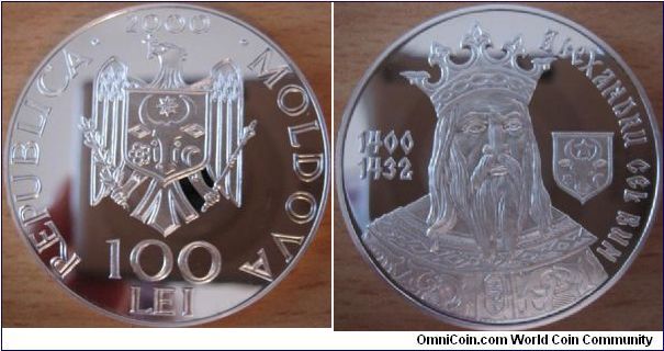 100 Lei - Alexandru Cel Bun - 31.1 g Ag 925 - mintage 1,000 (very hard to find !)