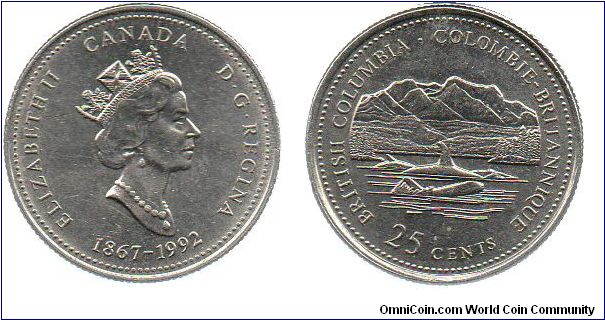 1992 British Columbia 25 cents