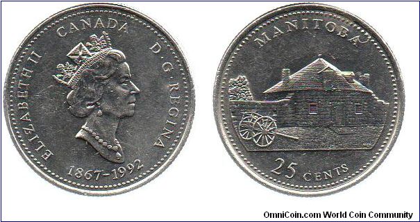 1992 Manitoba 25 cents