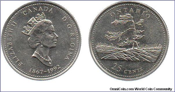 1992 Ontario 25 cents