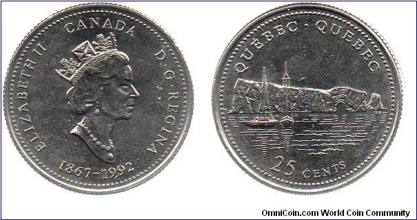 1992 Quebec 25 cents