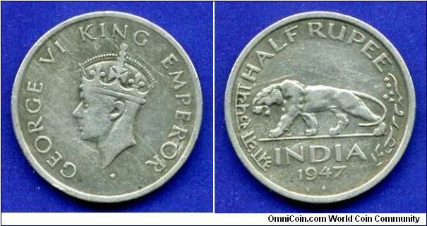 Half Rupee.
George VI (1936-1952).


Cu-Ni.