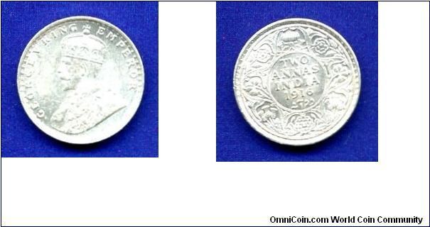 2 annas.
George V (1910-1936).


Ag917f. 1,46gr.