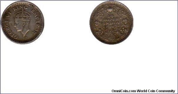 1/4 th Rupee:Silver Coin (RARE),India