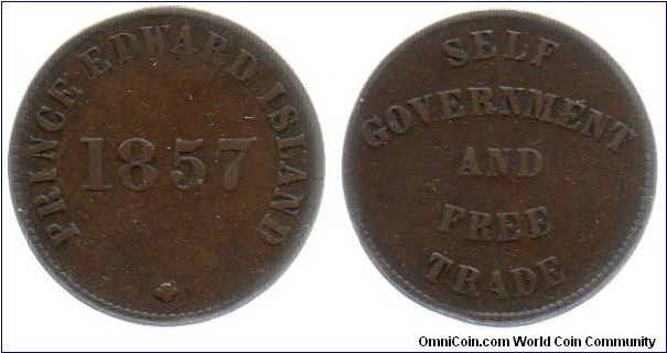 Prince Edward Island 1857 Self Government and Free Trade token