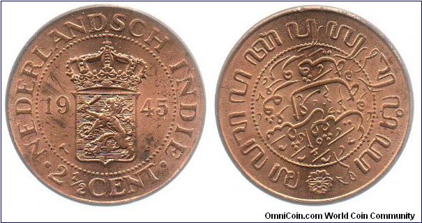 Netherlands East Indes 1945 2 1/2 cents