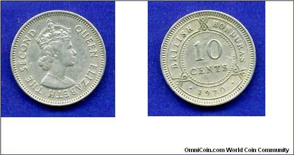 10 cents.
*BRITISH HONDURAS*.
Elizabeth II.


Cu-Ni.