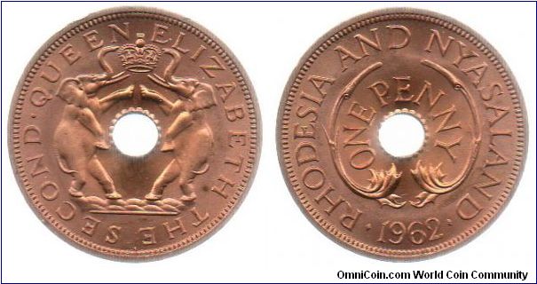 1962 Rhodesia & Nyasaland penny
