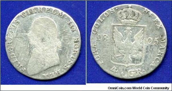 4 groschen (1/6 Reichsthaler).
Kingdom of Prussia.
Friderih Wilhelm III (1797-1840).
'A'- Berlin mint.


Ag521f. 5,35gr.