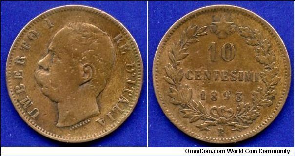 10 centesimi.
King Umberto I (1878-1900).
(R) Roma mint.


Br.