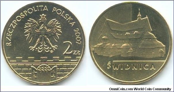 Poland, 2 zlote 2007.
Historical Cities in Poland - Swidnica.
