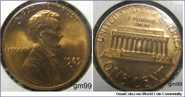 1985D Lincoln Penny
Mintmark: D (for Denver, CO) below the date