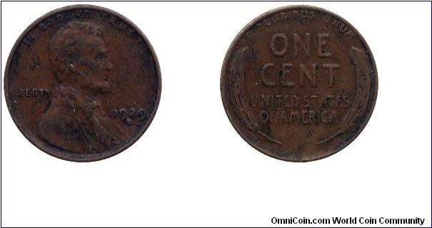 USA, 1 cent, 1929, Bronze, MM: S, Lincoln.                                                                                                                                                                                                                                                                                                                                                                                                                                                                          