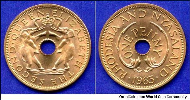 1 penny.
Rhodesia & Nyasaland.
Elizabeth II.



Br.