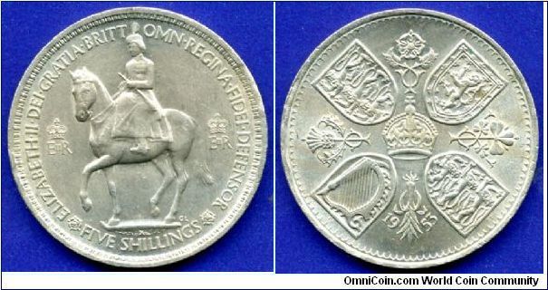 5 shillings.
Coronation of Queen Elizabeth II.


Cu-Ni.