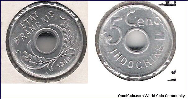 French Indochine, 5 cents.