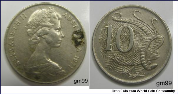 10 Cents (Copper-Nickel) Obverse; Crowned head of Queen Elizabeth II right,
ELIZABETH II AUSTRALIA date
Reverse; Superb Lyre-bird, 
10