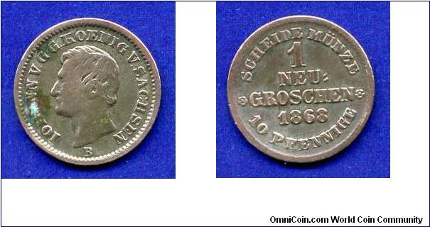 1 neu-groschen.
Saxony.
'B'- mintmark.


Ag230f. 2,12gr.