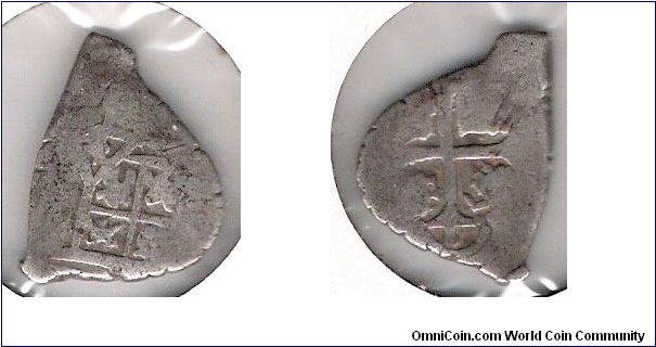 1 Real Spanish Silver Cob, Unkown, No Date