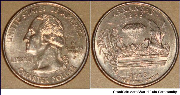 USA, quarter dollar, 2003 Statehood Quarters - Arkansas P