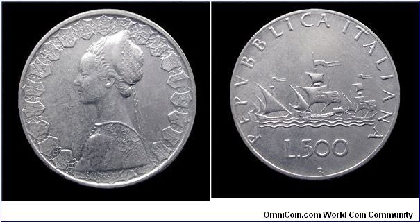 Italian Republic - 500 Lire - Silver (Scarce date)