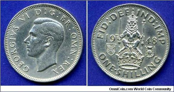 2 shillings.
George VI (1936-1952) rex & Ind.Imp.
Scotish arm.


Cu-Ni.