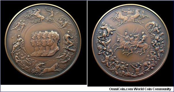 Waterloo medal by B. Pistrucci (64 mm copy struck by Royal Mint in 1990, for the 175th anniversary of the battle)