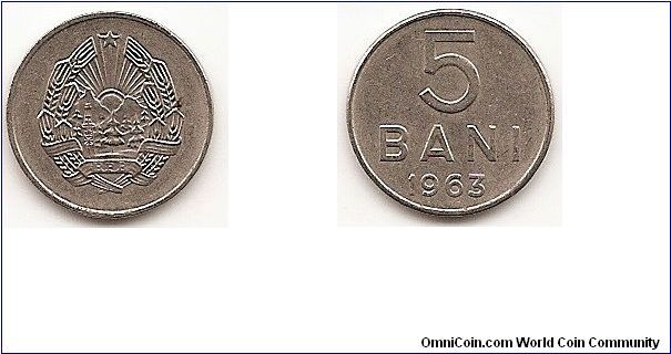 5 Bani
KM#89
1.7000 g., Nickel Clad Steel, 16 mm. Obv: National emblem,
RPR on ribbon Rev: Value and date Edge: Plain