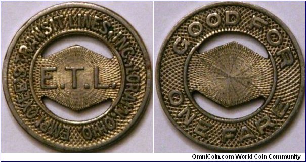 Transit Token, this one for a transit line in Lorain, Ohio (on the shores of Lake Erie), Al?, 16 mm