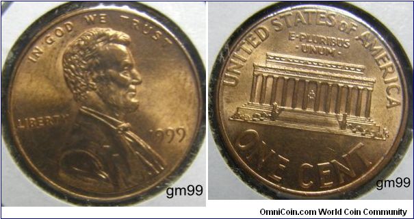 LINCOLN CENT, MEMORIAL REVERSE,1999