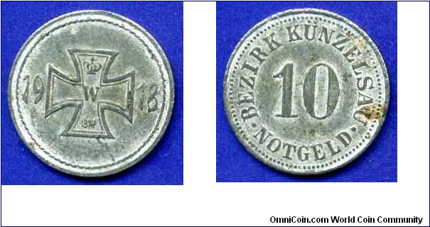 10 pfennig.
`Iron cross` notgeld.
Bezirk Kunzelsau.



Zn-Al.