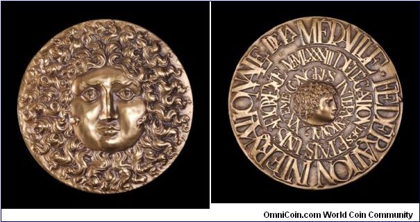 FIDEM delegates medal. Designed by John Cook. Louis XIV, the Sun King