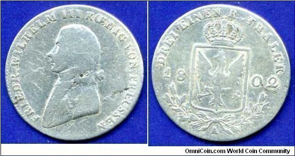 1/3 Reichsthaler.
Kingdom of Prussia.
Friedrih Willhelm III (1797-1840).
'A'- Berlin mint.


Ag666f. 8,35gr.