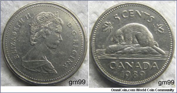 Queen Elizabeth II Canada 1989, 5 Cents
